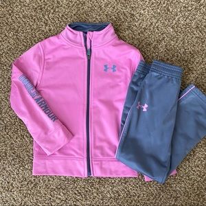 Under Armour Pink/Gray Jacket and Pant Set, Sz 4